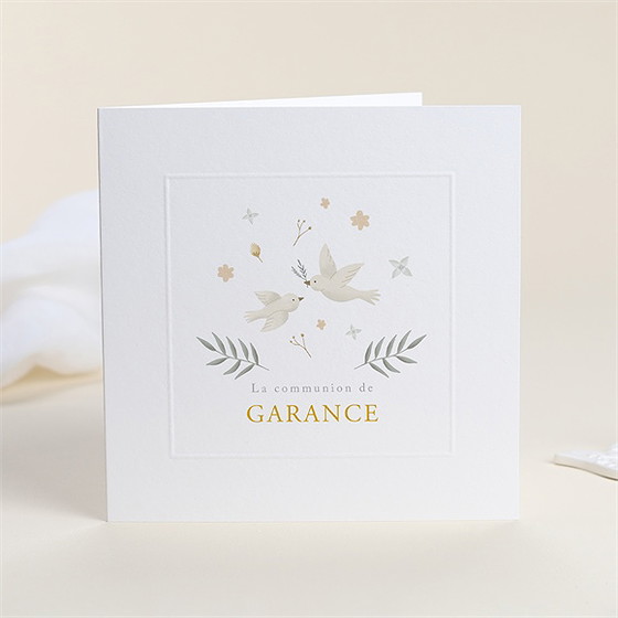 Faire-part communion en vérité gaufrage