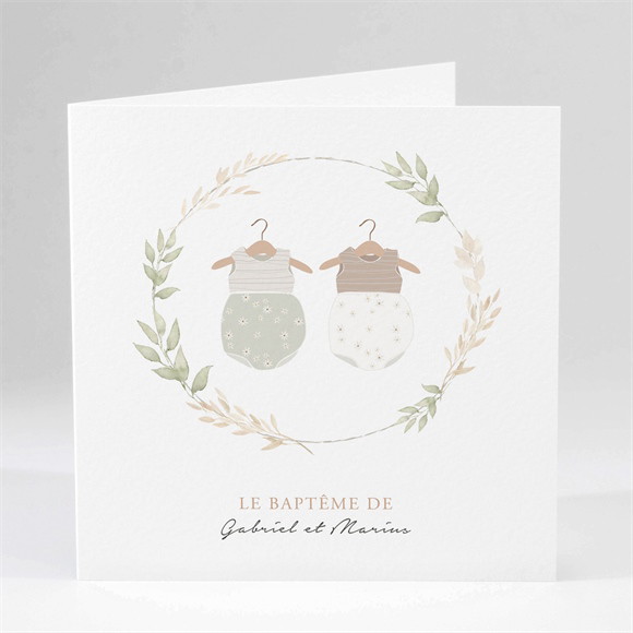 Faire-part de baptême Jumeaux body réf.N451588