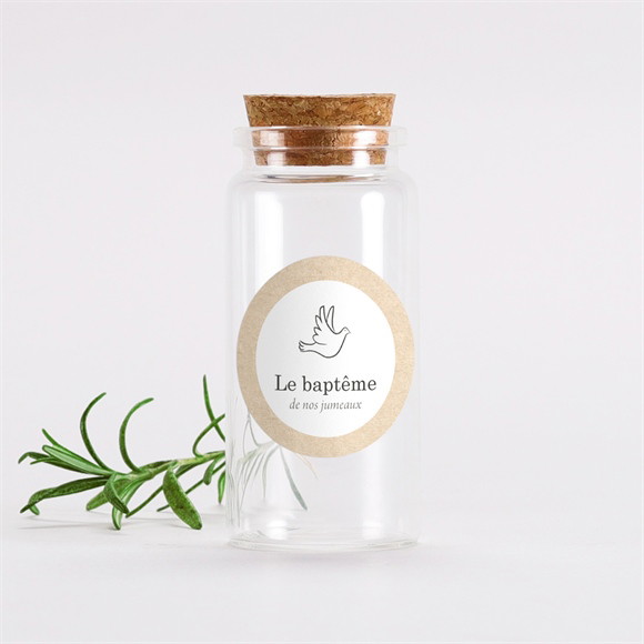 Mignonette baptême Pictos jumeaux sticker réf.N3602009