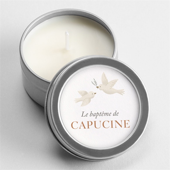 Bougie baptême Douces colombes argent réf.N3602012
