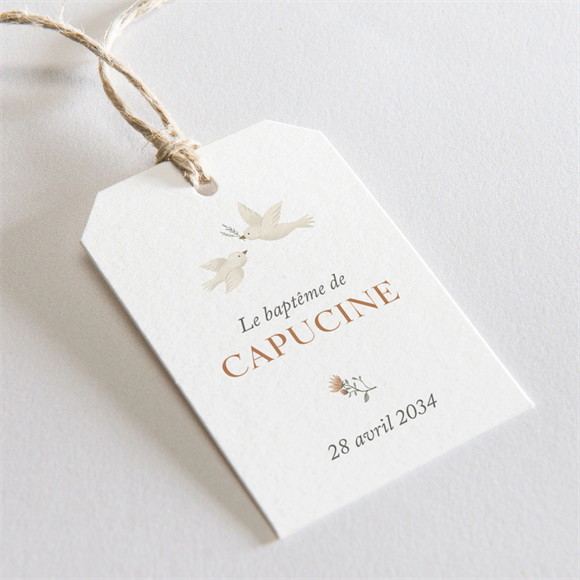 Etiquette baptême Douces colombes réf.N291776