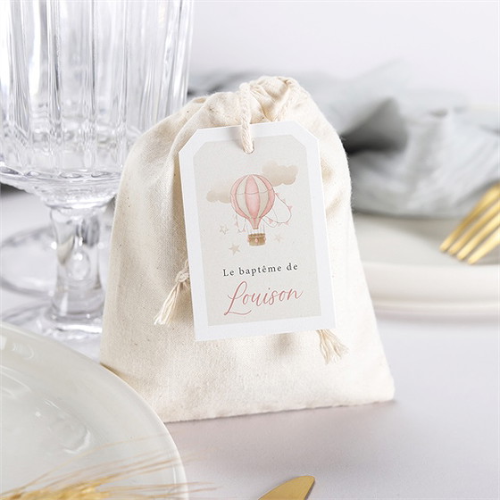 Pochon baptême la montgolfière