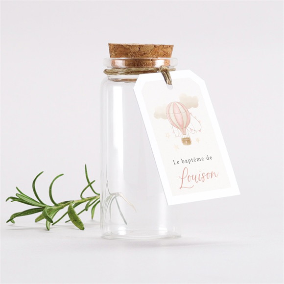 Mignonette baptême La montgolfière étiquette réf.N291781