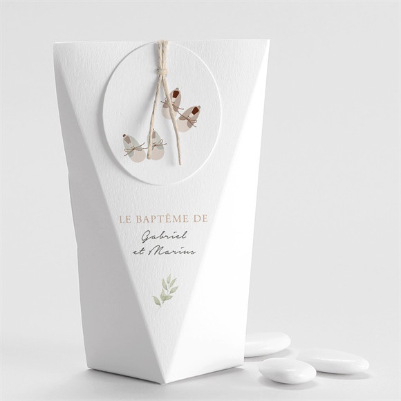 Boîte de dragées baptême Jumeaux body Étui réf.N520347