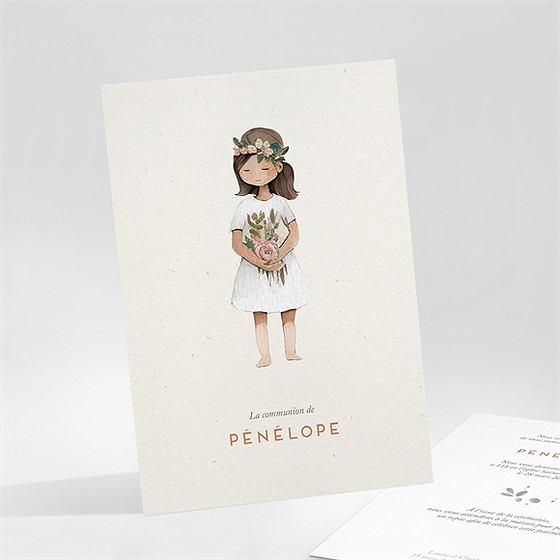 Faire-part communion petite fille portrait