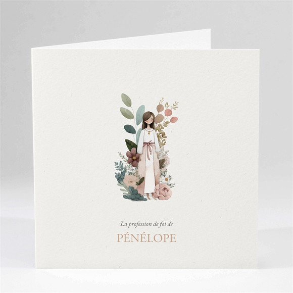 Faire-part profession de foi Trésor carré plié réf.N451593