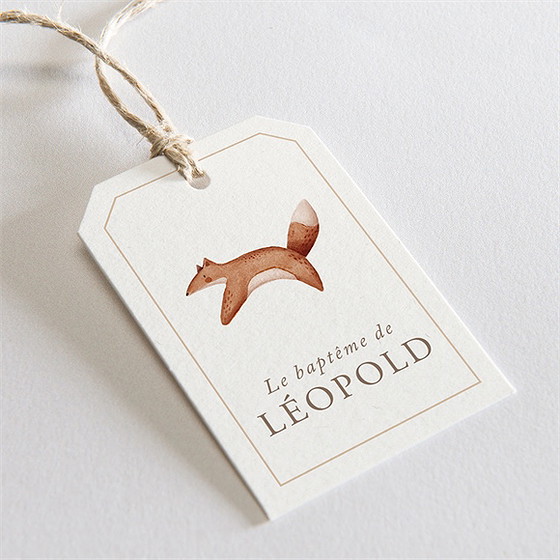 Etiquette baptême renard en forêt