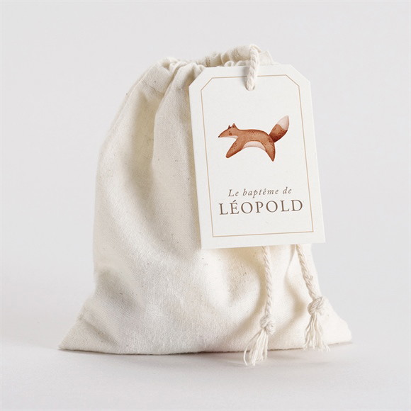 Pochon baptême Renard en forêt réf.N291784