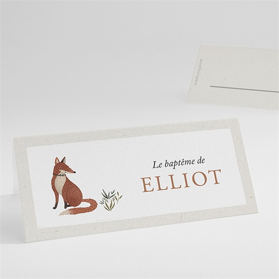 Marque-place baptême le renard