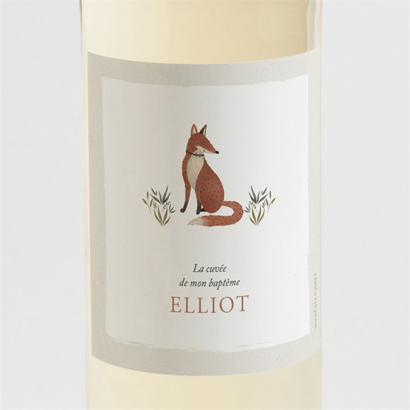 Etiquette de bouteille baptême Le Renard réf.N3002056