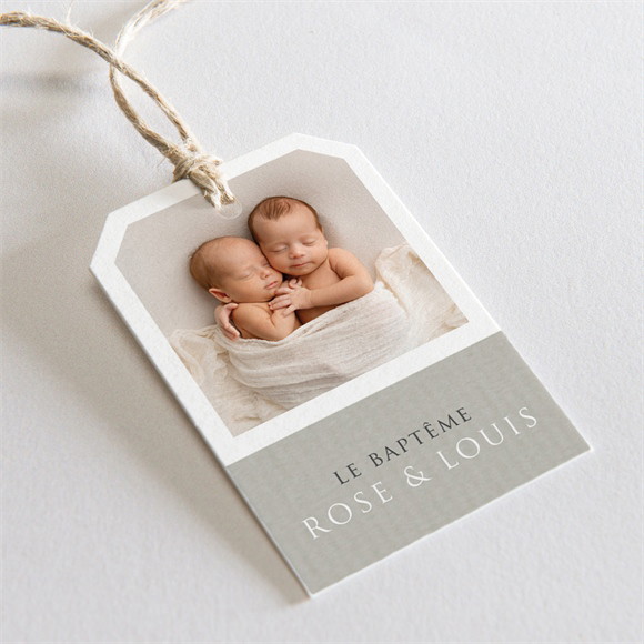 Etiquette baptême Petits jumeaux réf.N291792