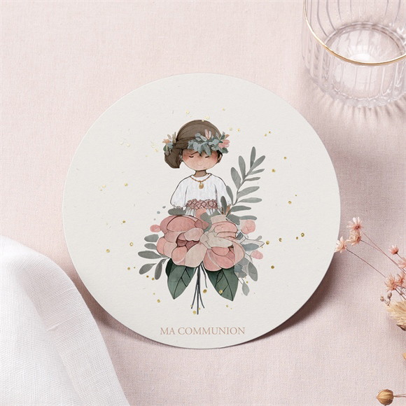 Faire-part communion Beauté au naturel dorure réf.N321272