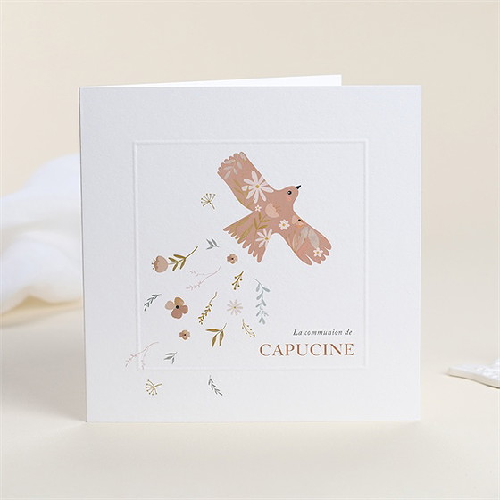 Faire-part communion belle colombe