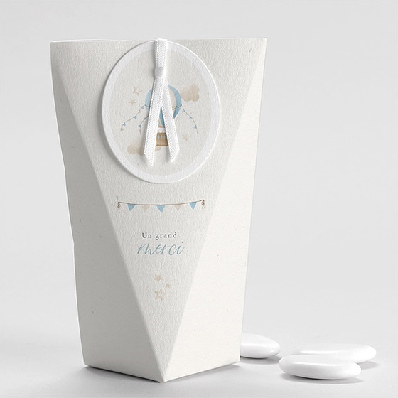 Boîte de dragées baptême ma montgolfière étui