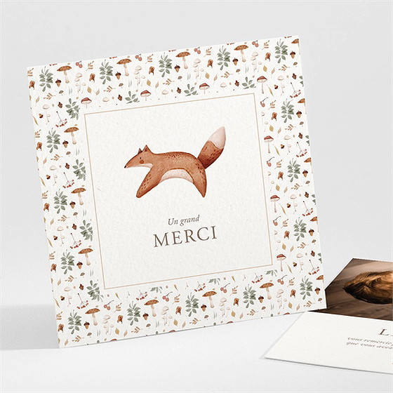 Remerciement baptême renard en forêt