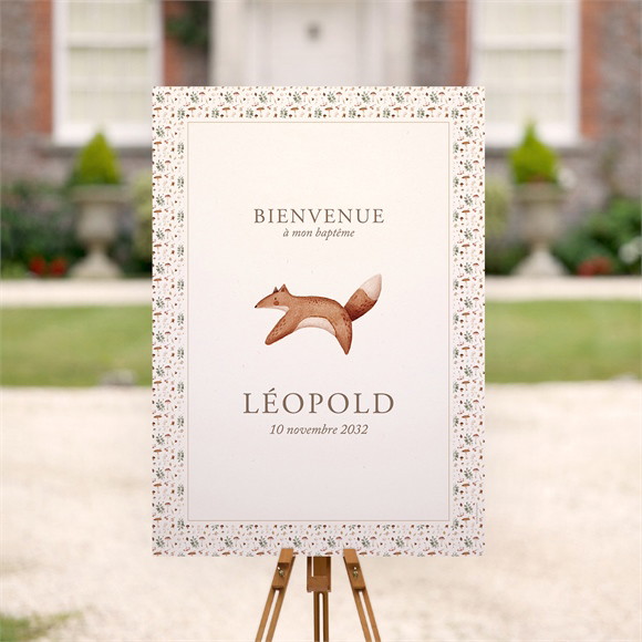 Panneau bienvenue Renard en forêt réf.N260238