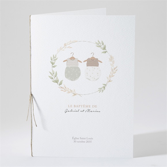 Livret de messe baptême Jumeaux body réf.N491425