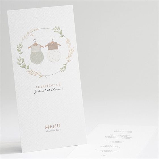 Menu baptême jumeaux body