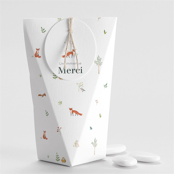 Boîte de dragées baptême Forêt étui réf.N520350