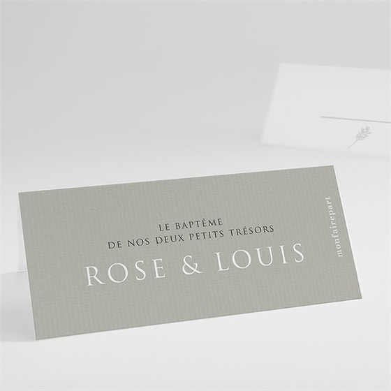 Marque-place baptême petits jumeaux