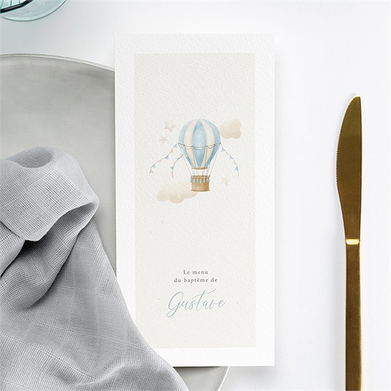 Menu baptême ma montgolfière