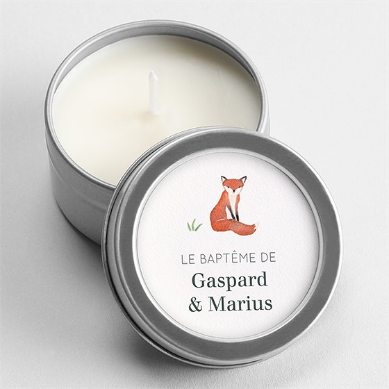 Bougie baptême forêt argent