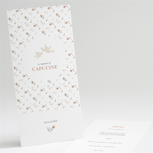 Menu baptême Douces colombes réf.N221311
