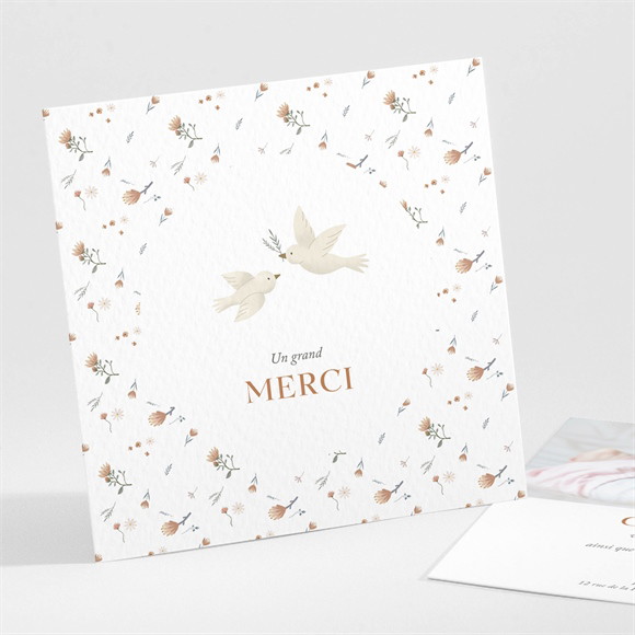 Remerciement baptême Douces colombes réf.N301561