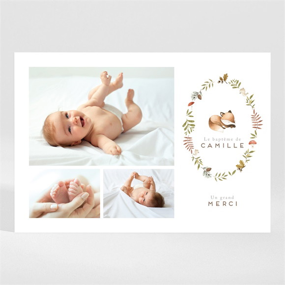 Remerciement baptême Renardeau réf.N110295