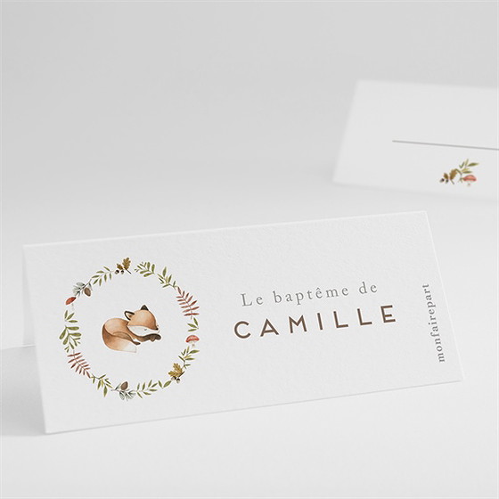 Marque-place baptême renardeau