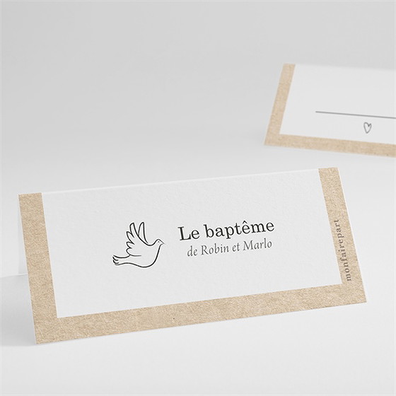 Marque-place baptême pictos jumeaux