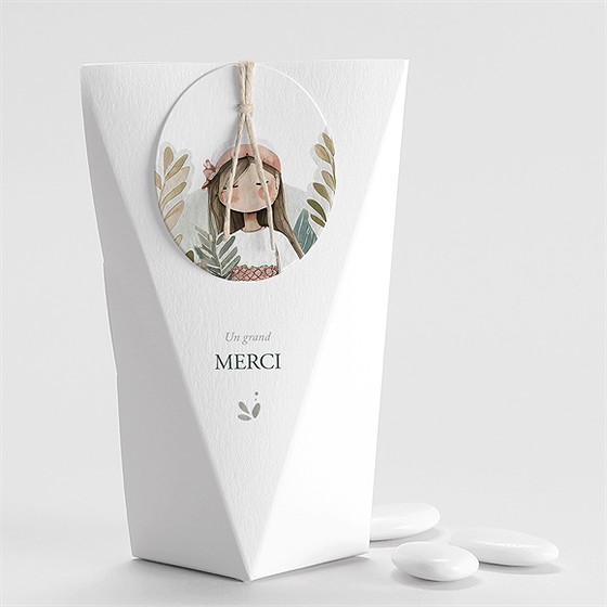 Boîte de dragées communion jolie bohème étui