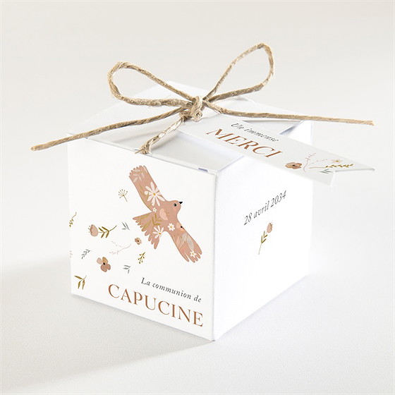 Boîte de dragées communion belle colombe
