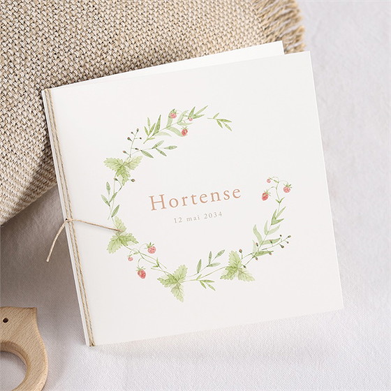 Faire-part naissance fraises de printemps