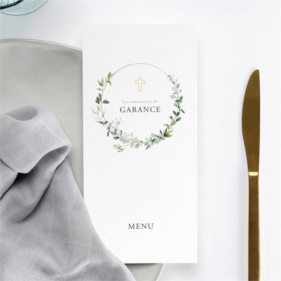 Menu communion Gravée au coeur réf.N221324