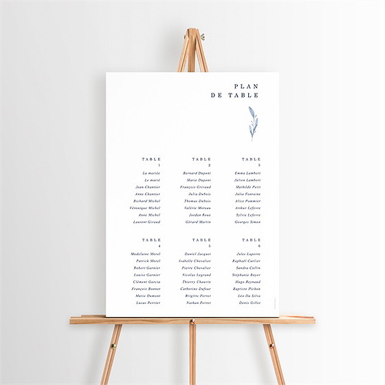 Plan de table mariage pureté