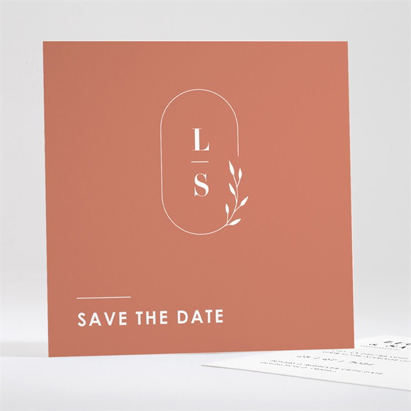 Save the Date mariage Terracotta initiales réf.N351538