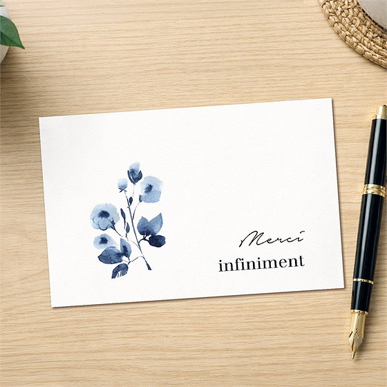 Remerciement décès fleur bleue paysage