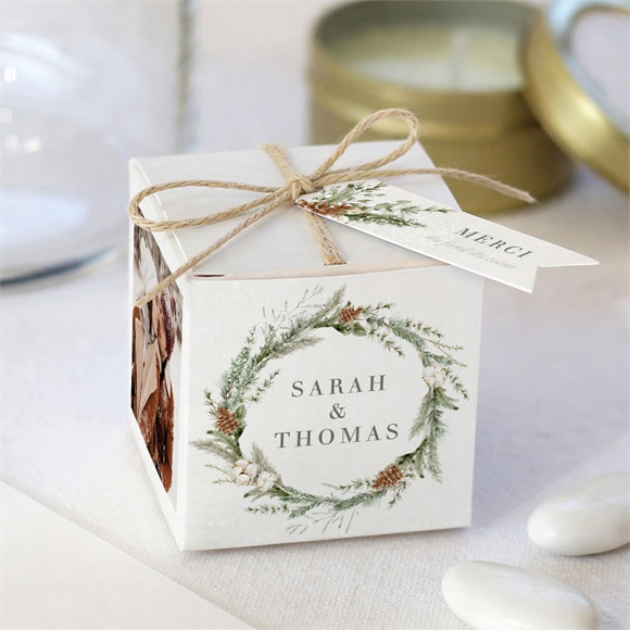 Boîte de dragées mariage Noël réf.N340726