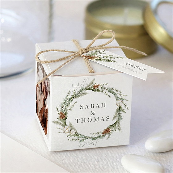 Boîte de dragées mariage noël