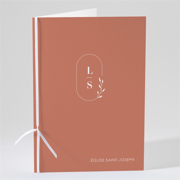 Livret de messe mariage Terracotta initiales réf.N491444