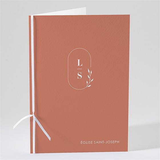 Livret de messe mariage terracotta initiales