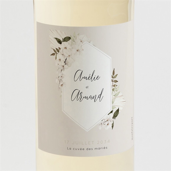 Etiquette de bouteille mariage Orchidées réf.N3002084