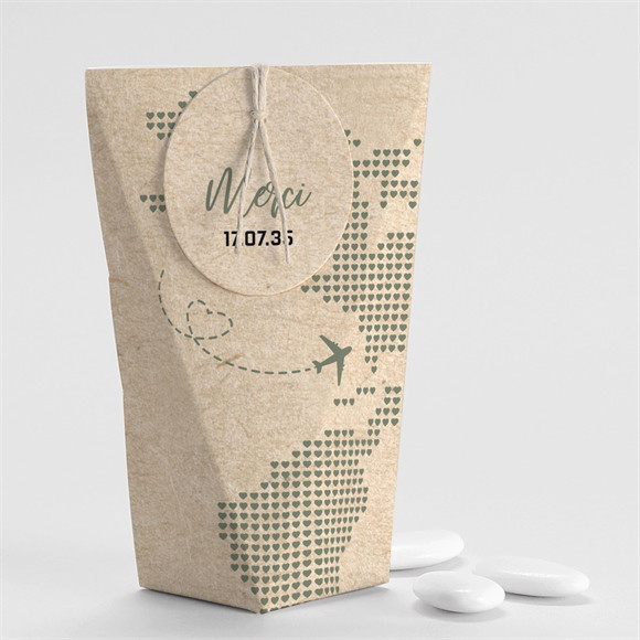 Boîte de dragées mariage Billet d'avion étui réf.N520371