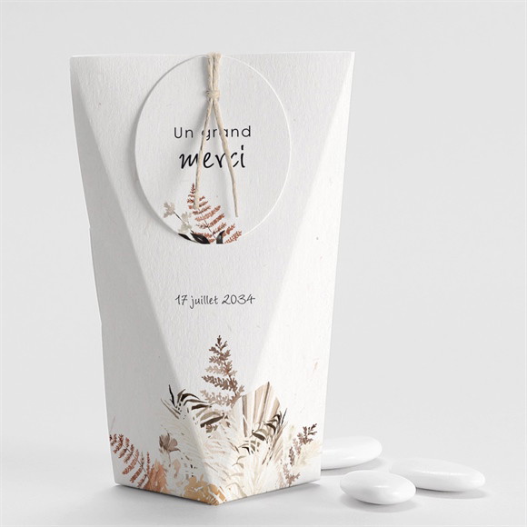 Boîte de dragées mariage Pampa étui réf.N520370