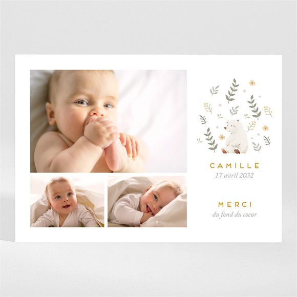 Remerciement naissance Le nounours réf.N110299