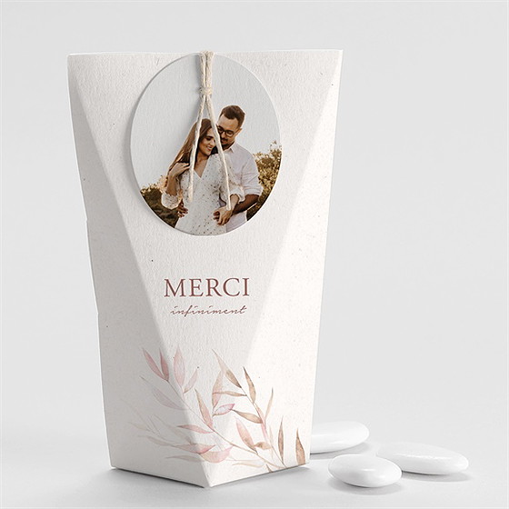 Boîte de dragées mariage poésie boheme étui