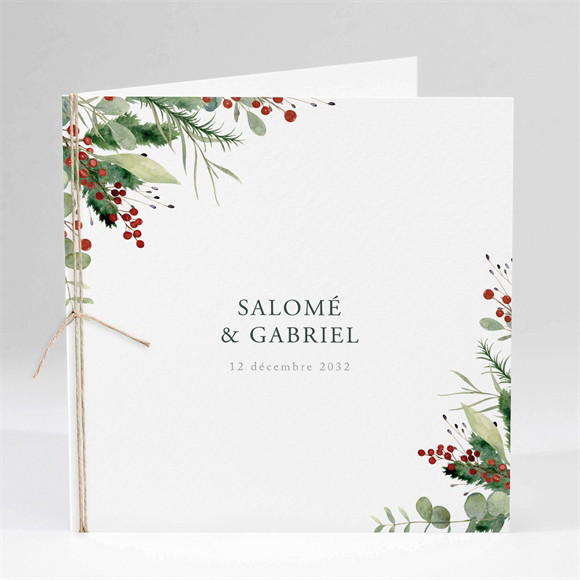 Faire-part mariage Thème Noël plié réf.N451610