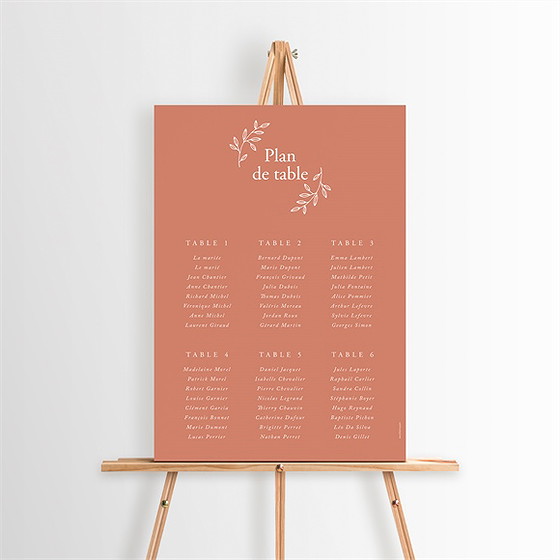 Plan de table mariage douce terracotta
