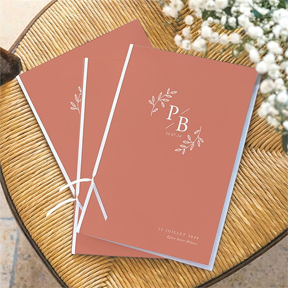 Livret de messe mariage douce terracotta